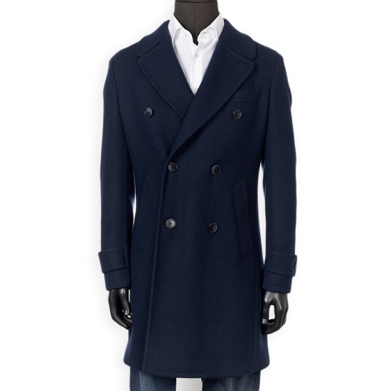 ABRIGO CRUZADO JERSEY LANA MELANGE BLACK