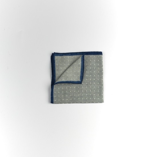 PAÑUELO BOLSILLO LANA VIRGEN MOTAS GRIS