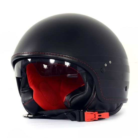 CASCO CAFE RACER NEGRO MATE Y VISERA INT 2