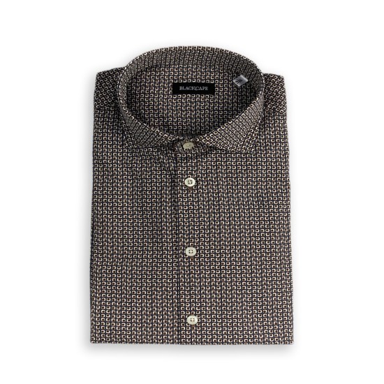 CAMISA ESTMPADA MICROCUADROS ALGODON BLA