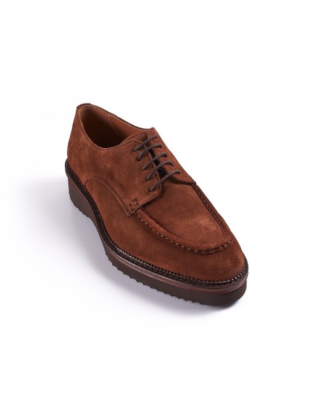 ZAPATO CORDONES ANTE SUELA GOMA MARRON B