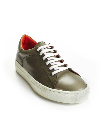 ZAPATILLA PIEL GRIS SUELA BLANCA BLACKCA