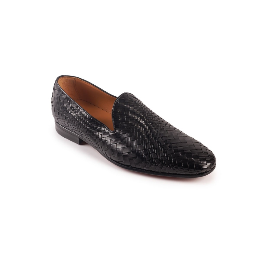 MOCASIN SLIPPER PIEL TRENZADO BLACKCAPE