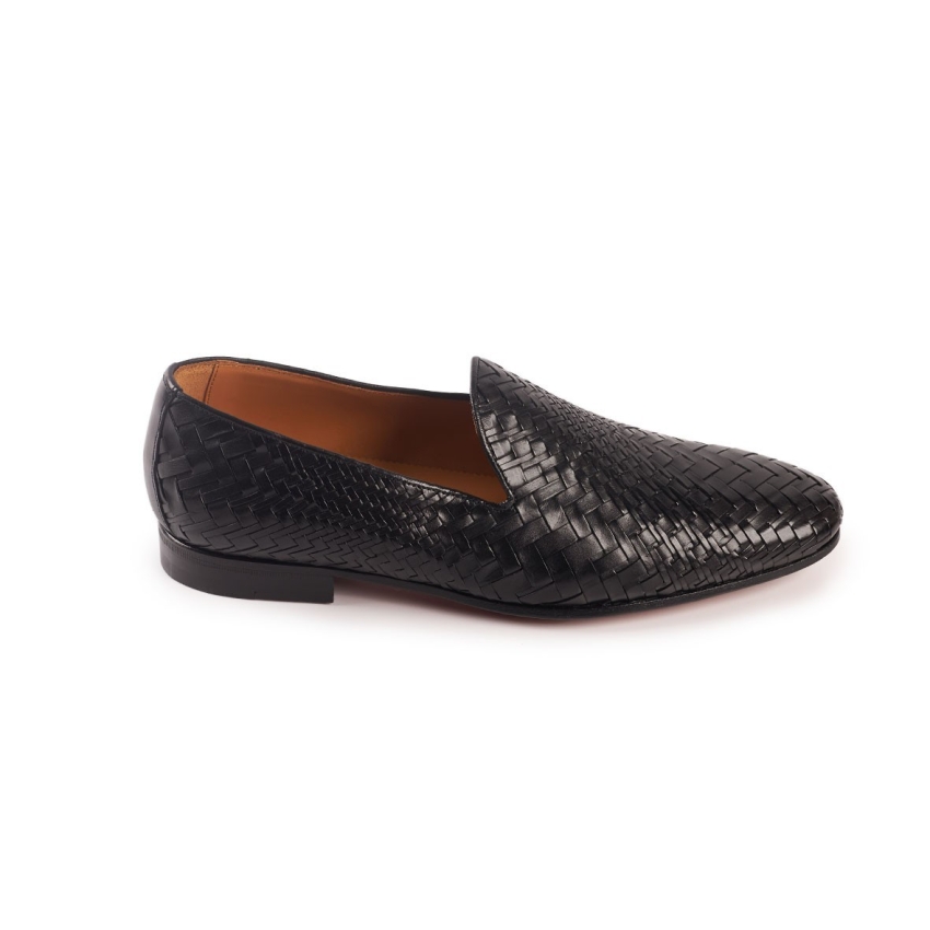 MOCASIN SLIPPER PIEL TRENZADO BLACKCAPE