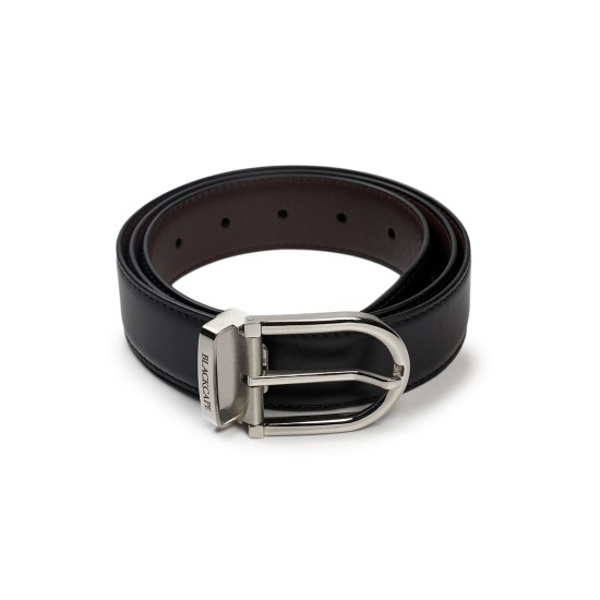 CINTURON PIEL LISA  REVERSIBLE NEG/BX BL