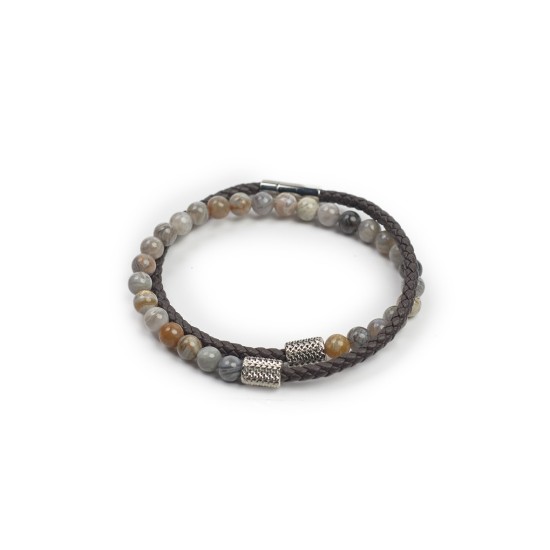 PULSERA DOBLE PIEDRAS/PIEL CIERRE IMAN B