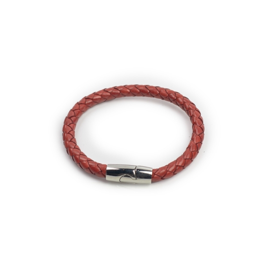 PULSERA  PIEL TRENZADA GRUESA CIERRE MET