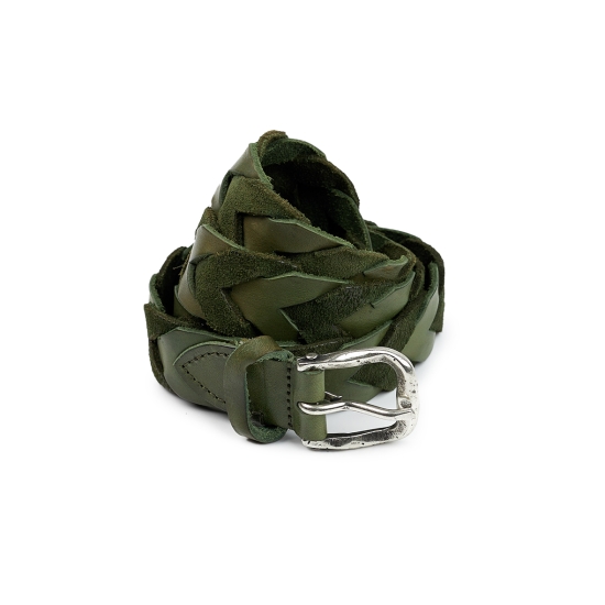 CINTURON PIEL TRENZADA BICOLOR VERDE DOR