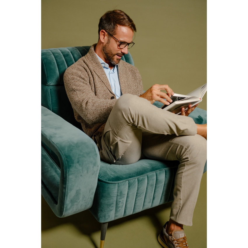 CARDIGAN  LANA/CASHEMERE MOULINE/CANALE BLACKCAPE