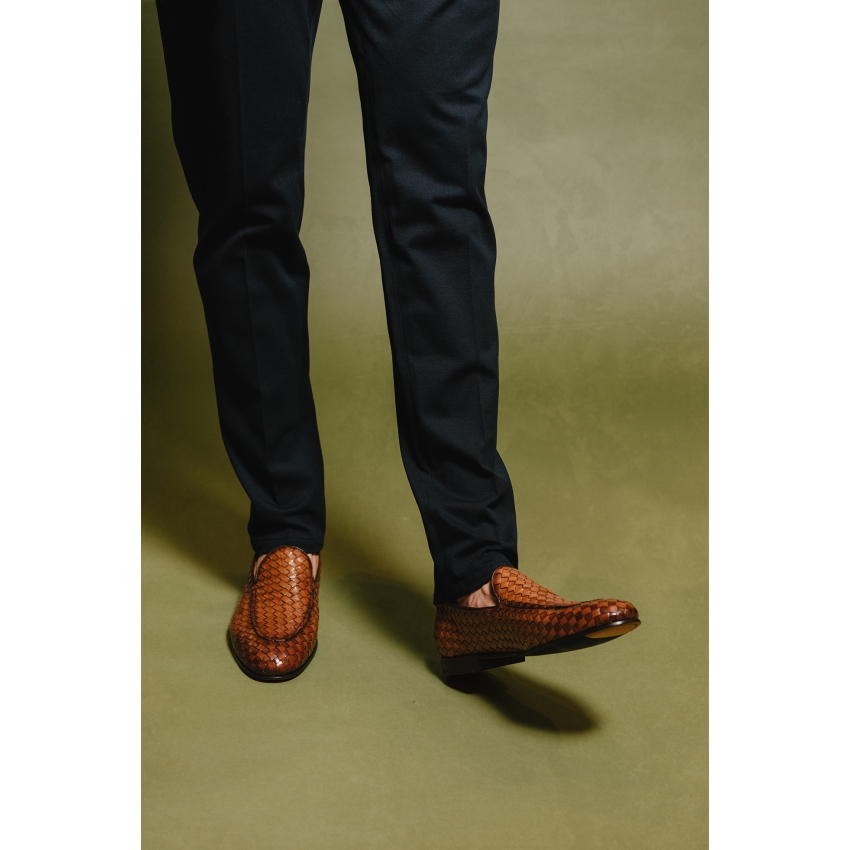 MOCASIN PIEL TRENZADA SUELA PIEL HAND MADE...