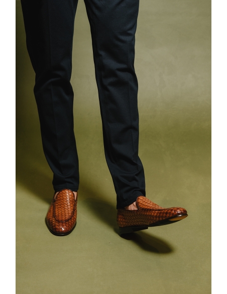 MOCASIN PIEL TRENZADA SUELA PIEL HAND MADE BLACKCAPE