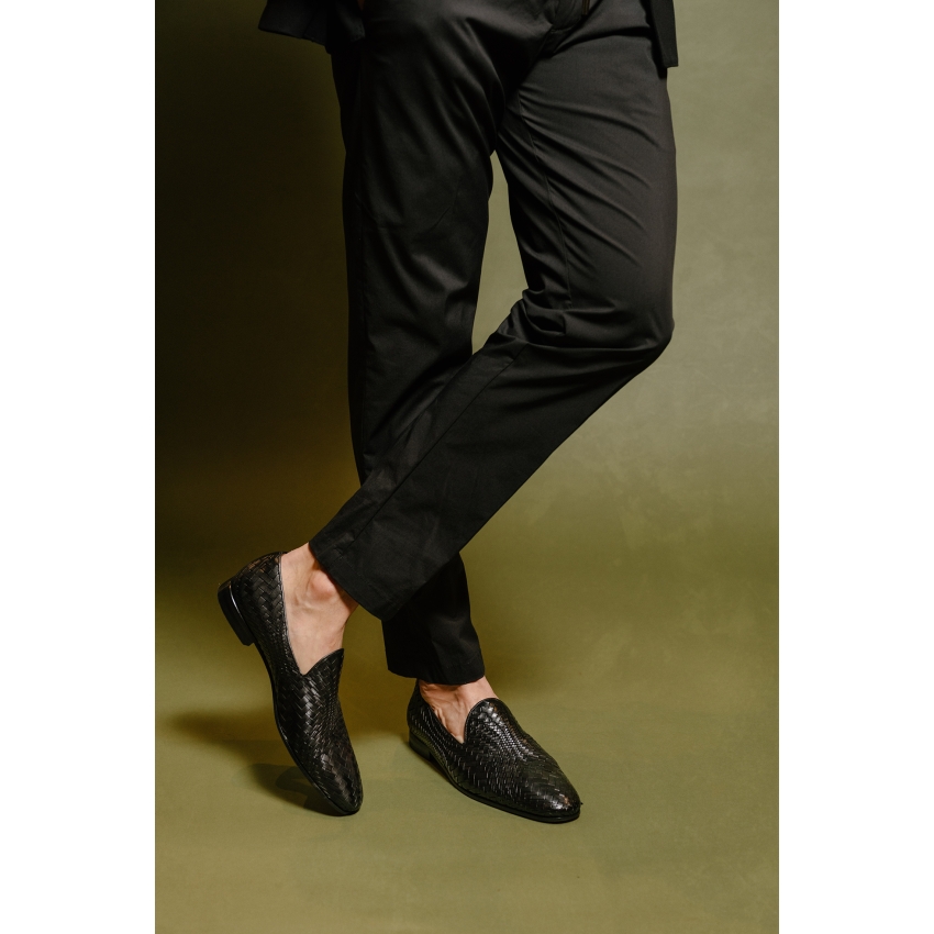 MOCASIN SLIPPER PIEL TRENZADO BLACKCAPE