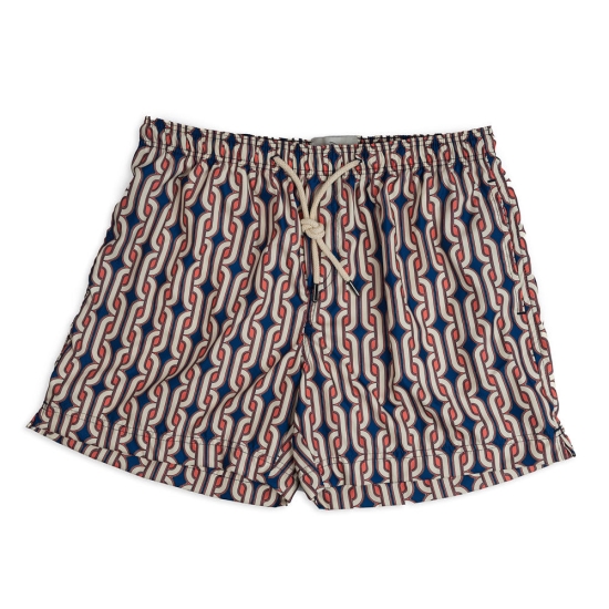 BAÑADOR PENINSULA GEOMETRICOS AZUL/CORAL