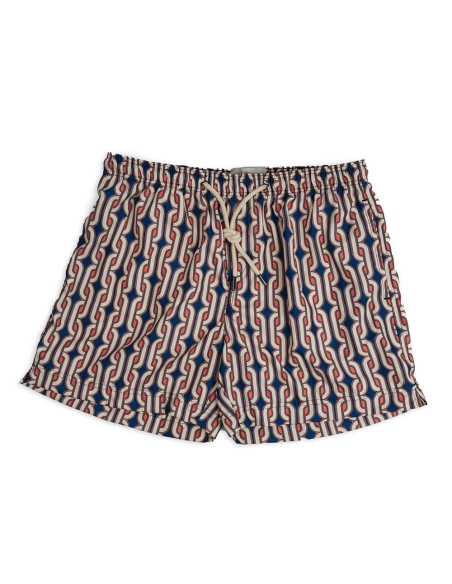 BAÑADOR PENINSULA GEOMETRICOS AZUL/CORAL