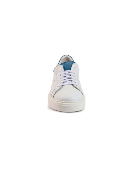 SNEAKER PIEL CIERVO BLANCA/AZUL  BLACKCAPE