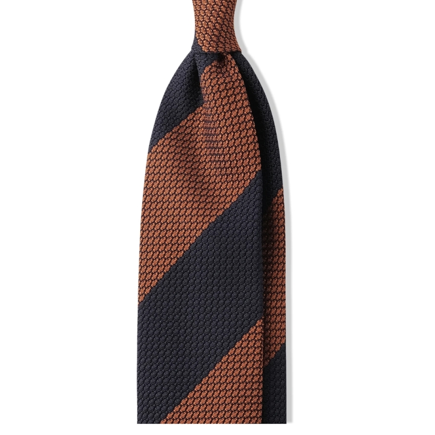 CORBATA RAYAS MARRON/AZUL GARZA GRUESA