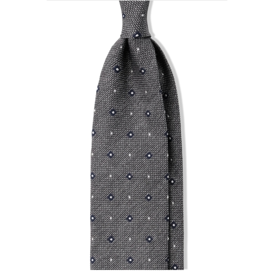 CORBATA SEDA GRIS PUNTOS JACQUARD BRUNAT