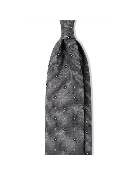 CORBATA SEDA GRIS PUNTOS JACQUARD BRUNAT