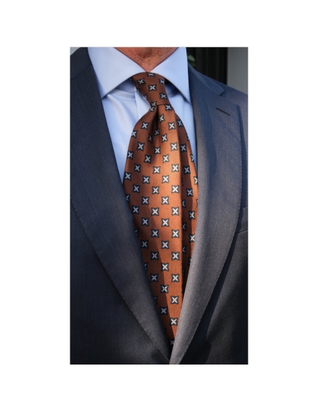 CORBAJA SEDA ESTAMPADO MARRON MOTIVO AZUL BRUNATI