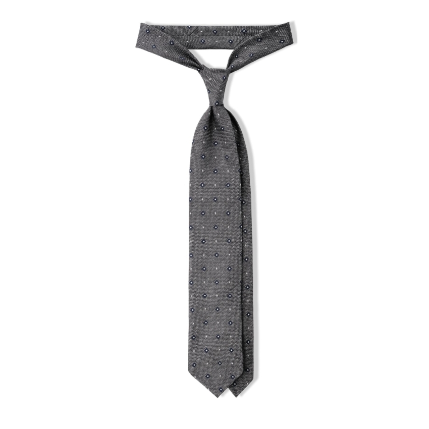 CORBATA SEDA GRIS PUNTOS JACQUARD BRUNATI