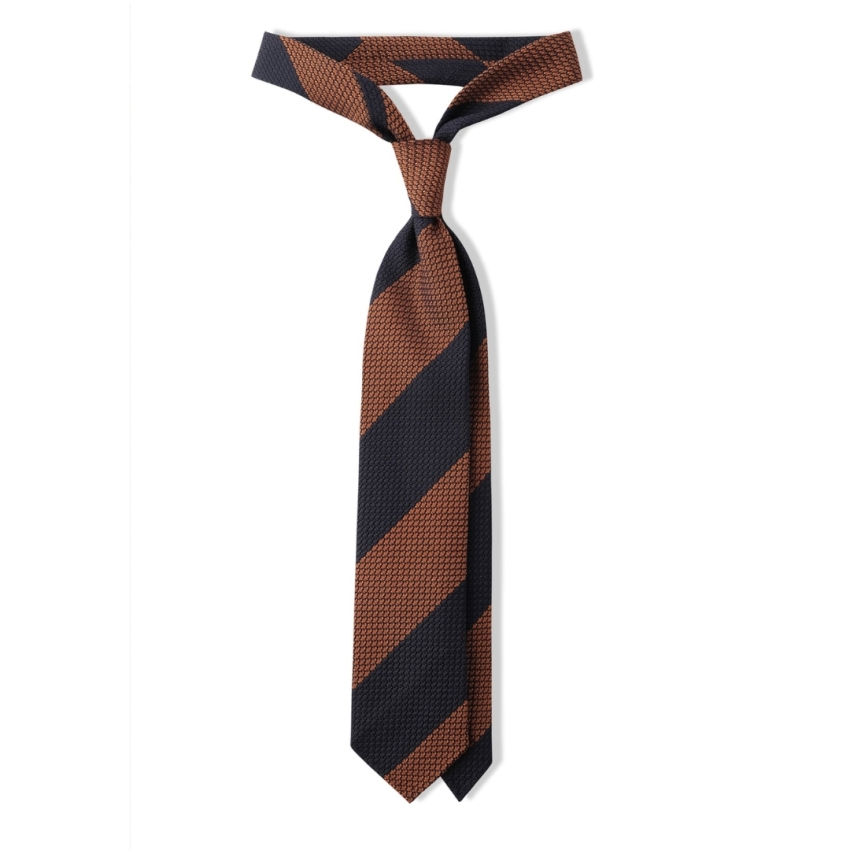 CORBATA RAYAS MARRON/AZUL GARZA GRUESA  BRUNATI