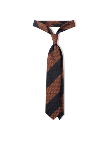 CORBATA RAYAS MARRON/AZUL GARZA GRUESA  BRUNATI