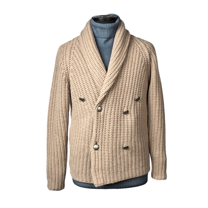 CARDIGAN CRUZADO LANA BOTON METAL BLACKC