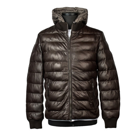 CAZADORA PIEL ENGUATADA CAPUCHA DESMONTA