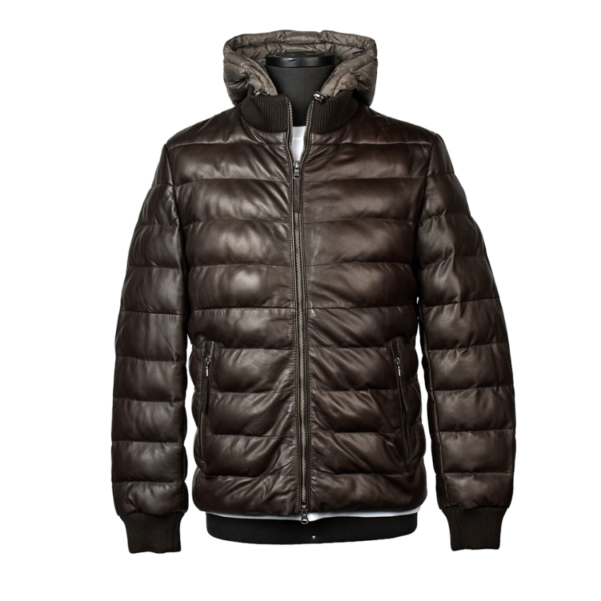 CAZADORA PIEL ENGUATADA CAPUCHA DESMONTA