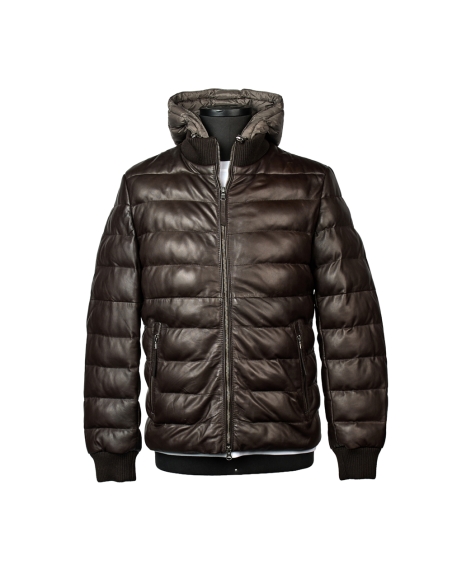 CAZADORA PIEL ENGUATADA CAPUCHA DESMONTA