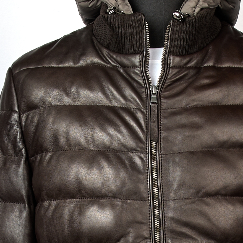 CAZADORA PIEL ENGUATADA CAPUCHA DESMONTABLE...