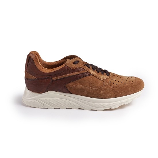 SNEAKER PIEL/ANTE TROQUELADO CAMEL BLACKCAPE