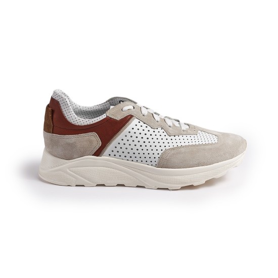 SNEAKER PIEL TROQUELADA BL/GRIS BLACKCAPE