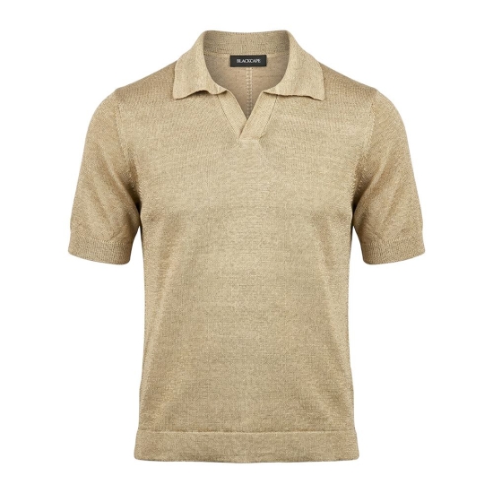 POLO MC CUELLO EN V  100%LINO LAVADO BLACKCAPE 2