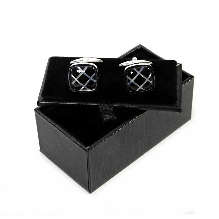 GEMELOS BLACKCAPE RODIUM CUADRADOS NEGROS