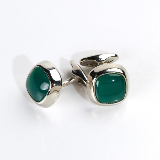 GEMELOS PIEDRA VERDE CUADRADOS RODIADOS