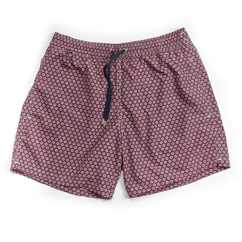 BAÑADOR FACIL SECADO FLORES BURDEOS BLAC