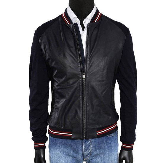 CAZADORA BOMBER PIEL AGNELLO Y TECNICA BLACKCAPE