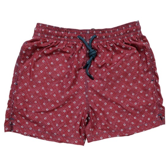 BAÑADOR BOXER BURDEOS FLORES BLANCAS  BLACKCAPE