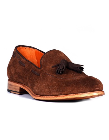MOCASIN ANTE MARRON Y BORLAS SUELA MADERA BLACKCAPE