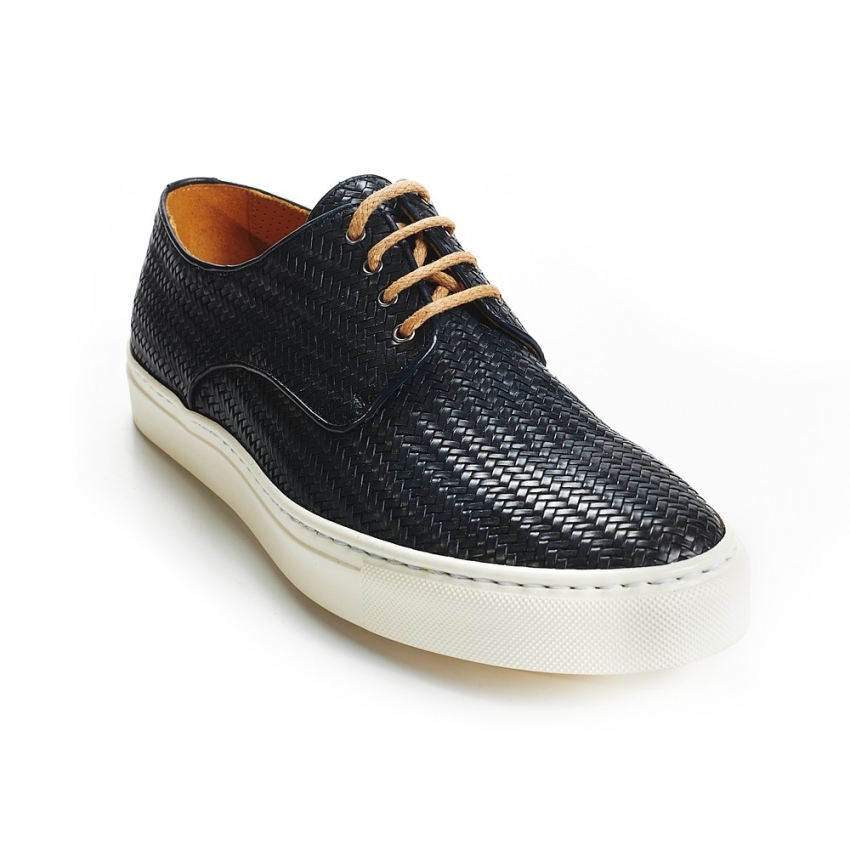SNEAKER TRENZADO PIEL AZUL BLACKCAPE
