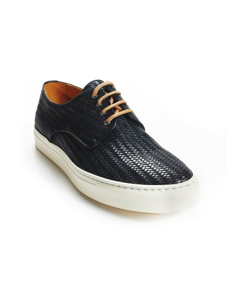 SNEAKER TRENZADO PIEL AZUL BLACKCAPE