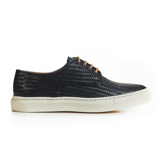 SNEAKER TRENZADO PIEL AZUL BLACKCAPE